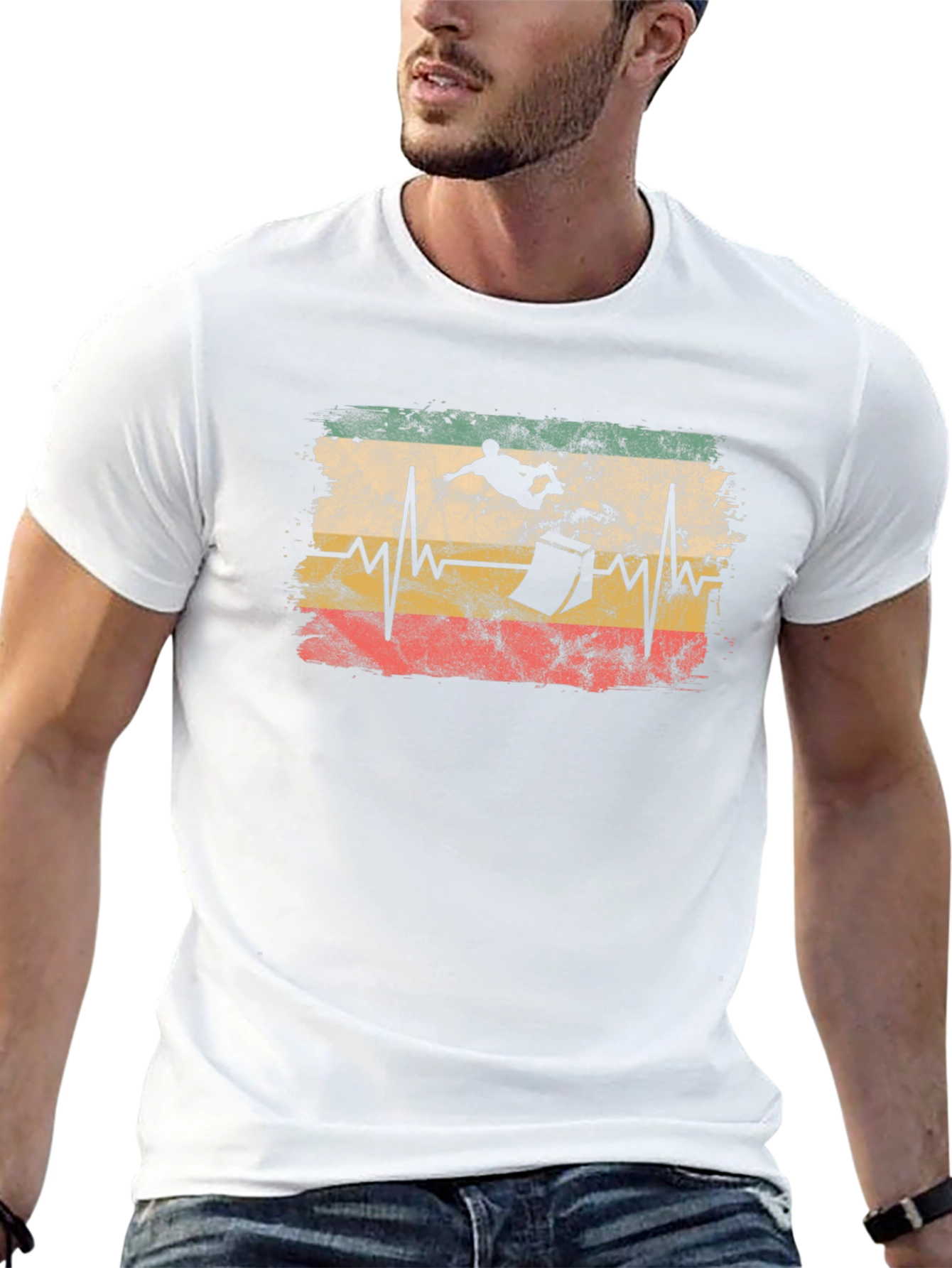 Skateboarding Heartbeat T-Shirt - Black Cotton Tee