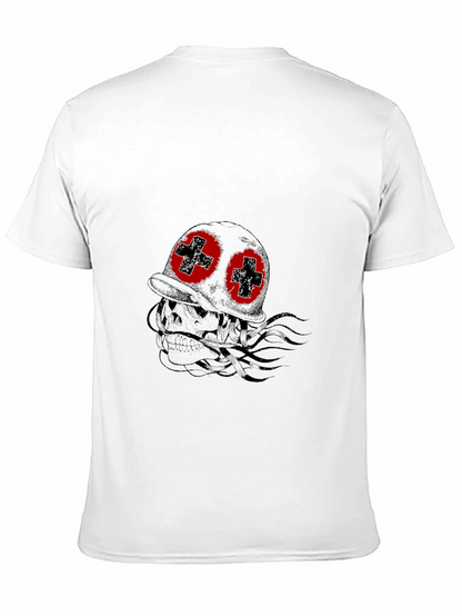 Skull with Helmet T-Shirt - Edgy Graphic Tee
