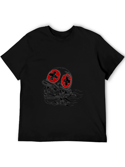 Skull with Helmet T-Shirt - Edgy Graphic Tee