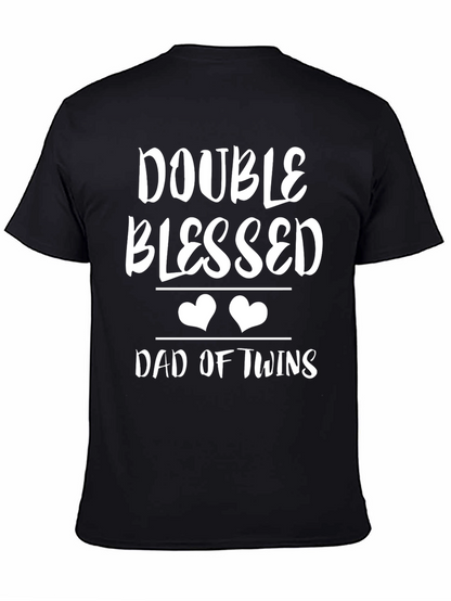 Double Blessed Dad of Twins T-Shirt - Black