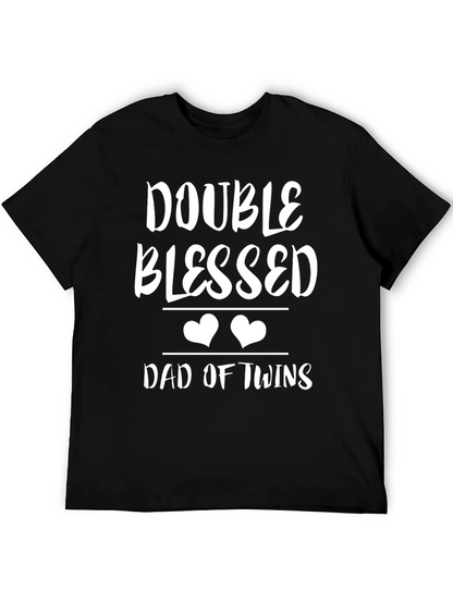 Double Blessed Dad of Twins T-Shirt - Black