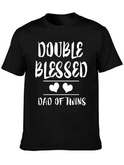 Double Blessed Dad of Twins T-Shirt - Black