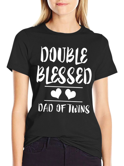 Double Blessed Dad of Twins T-Shirt - Black