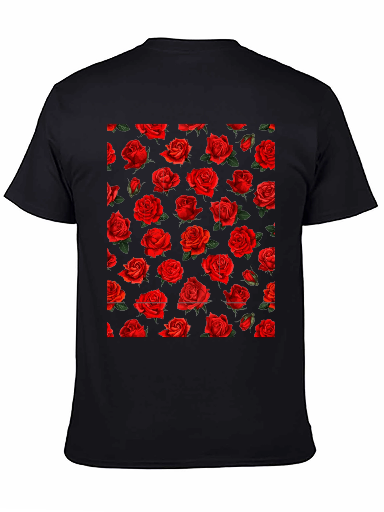 Rose Print Black T-Shirt