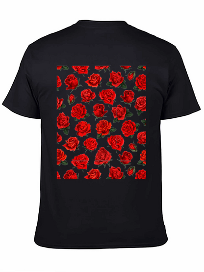 Rose Print Black T-Shirt