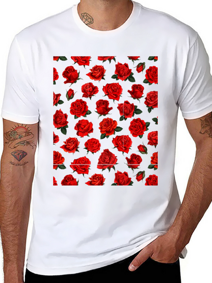 Rose Print Black T-Shirt