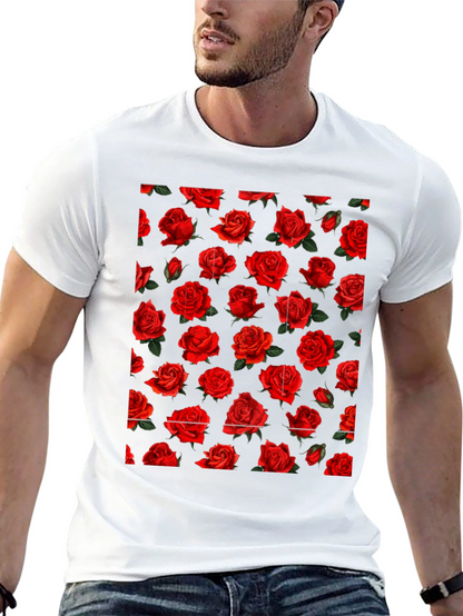 Rose Print Black T-Shirt