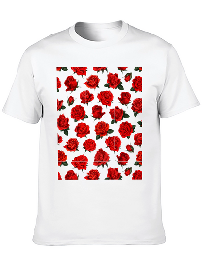 Rose Print Black T-Shirt