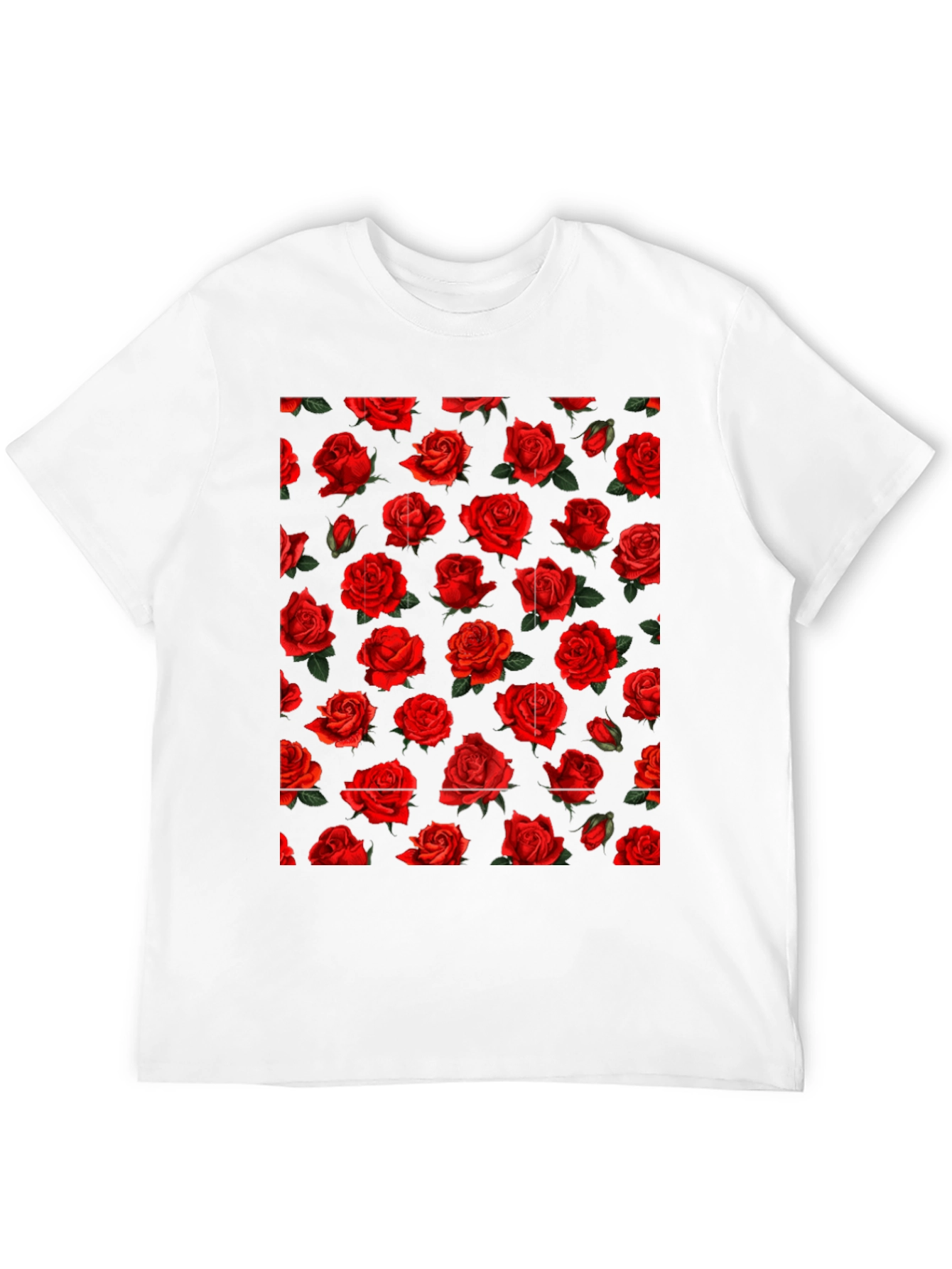 Rose Print Black T-Shirt