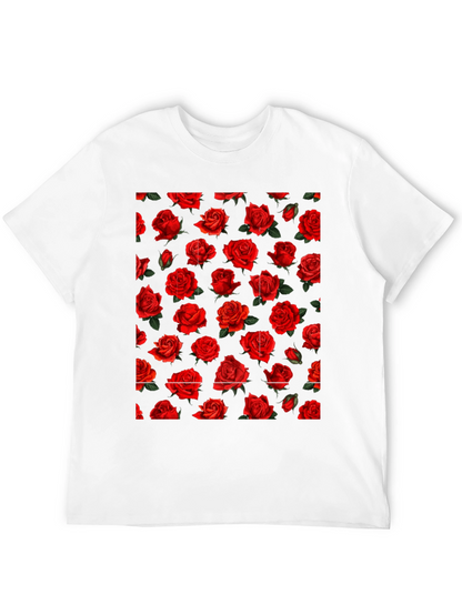 Rose Print Black T-Shirt