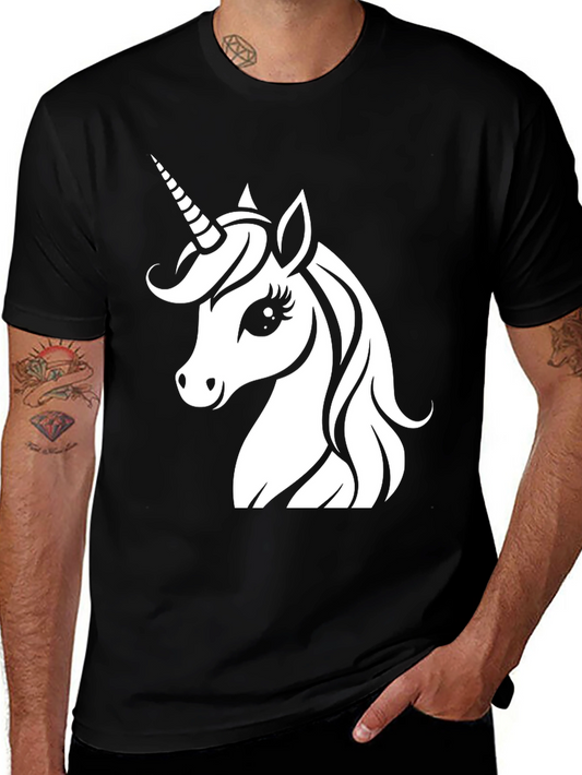 Unicorn Graphic Tee - Black Cotton Shirt