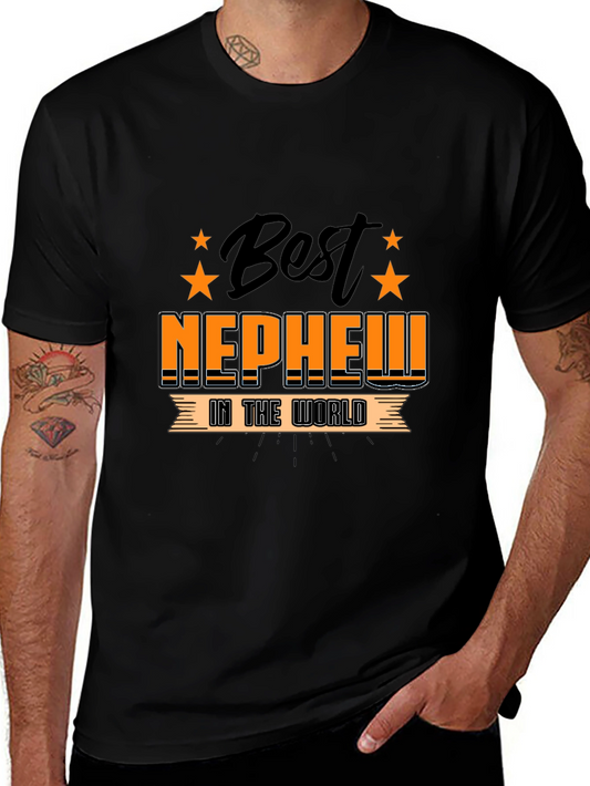 Best Nephew in the World Black Graphic T-Shirt