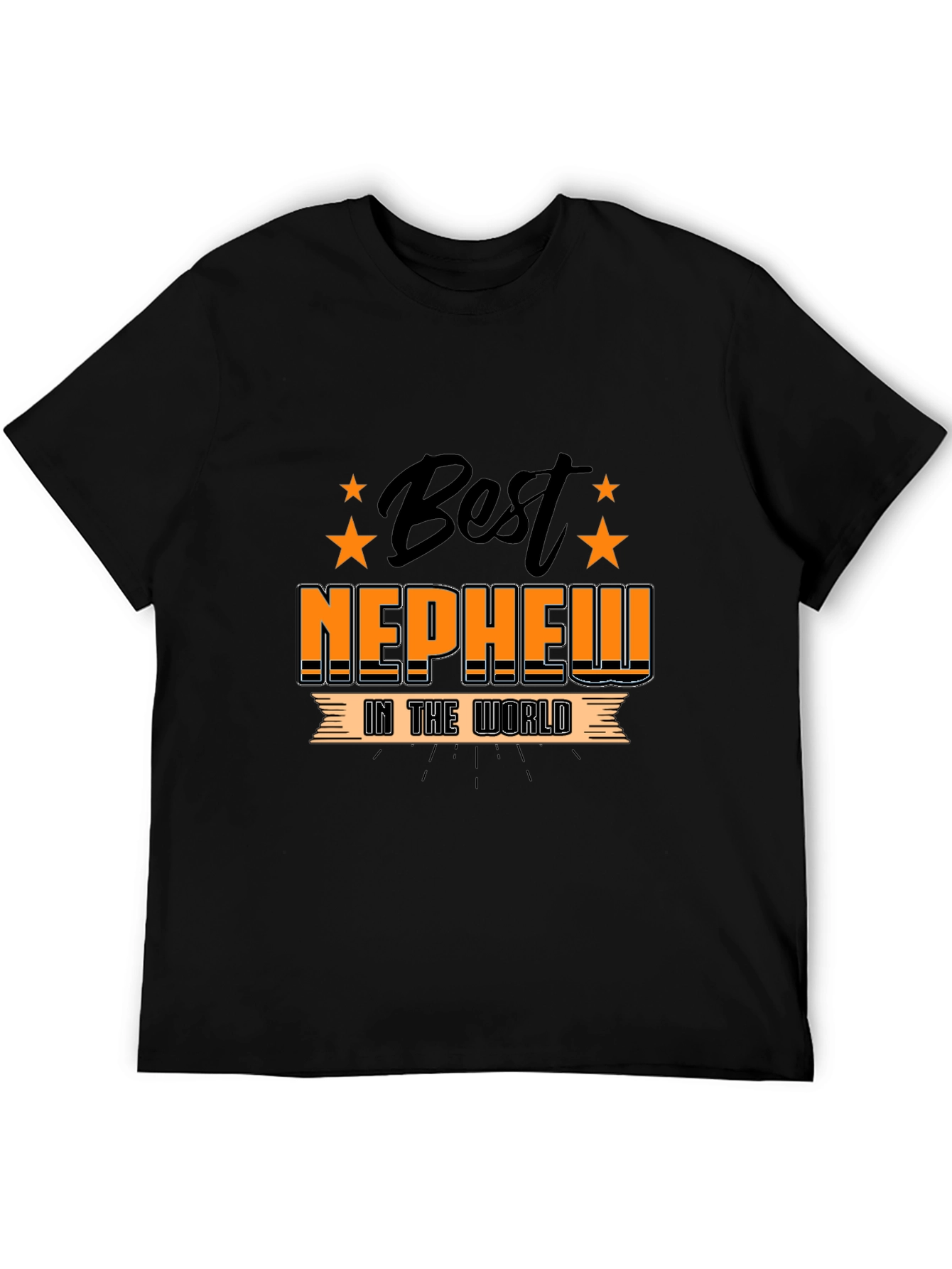 Best Nephew in the World Black Graphic T-Shirt