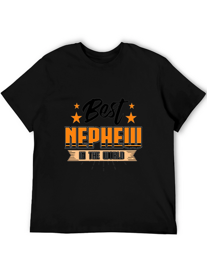 Best Nephew in the World Black Graphic T-Shirt