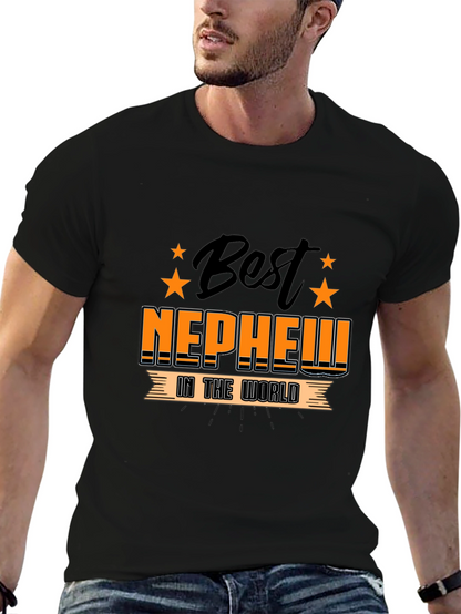 Best Nephew in the World Black Graphic T-Shirt