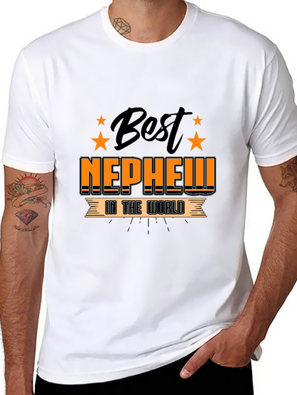 Best Nephew in the World Black Graphic T-Shirt