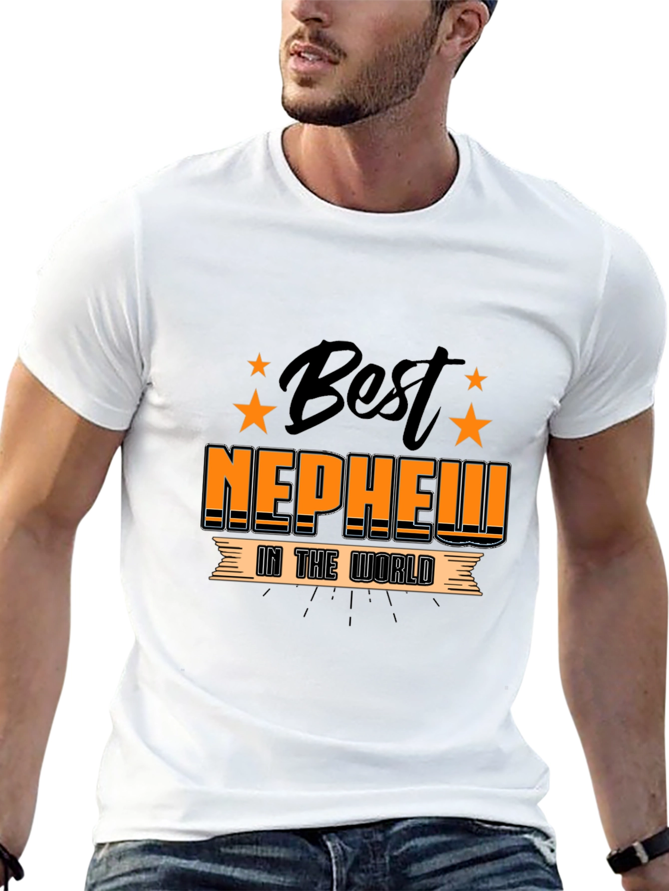 Best Nephew in the World Black Graphic T-Shirt