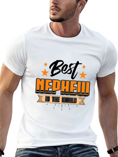 Best Nephew in the World Black Graphic T-Shirt