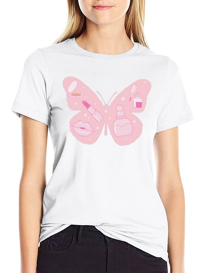 Makeup Butterfly Graphic T-Shirt