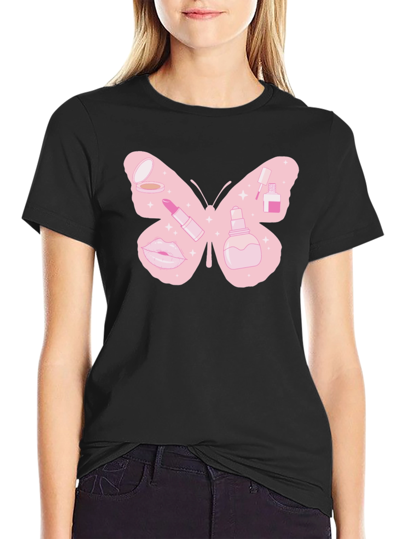 Makeup Butterfly Graphic T-Shirt