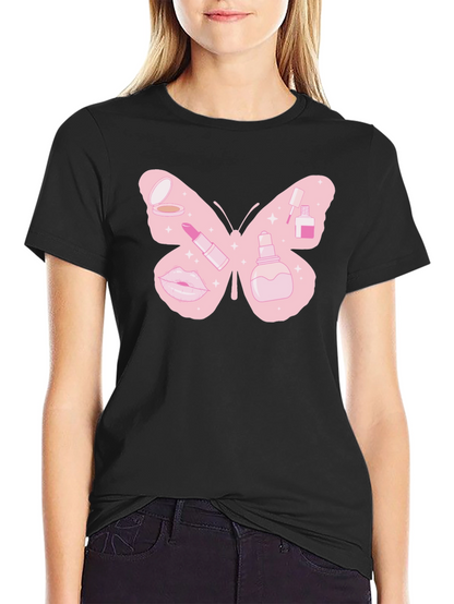 Makeup Butterfly Graphic T-Shirt