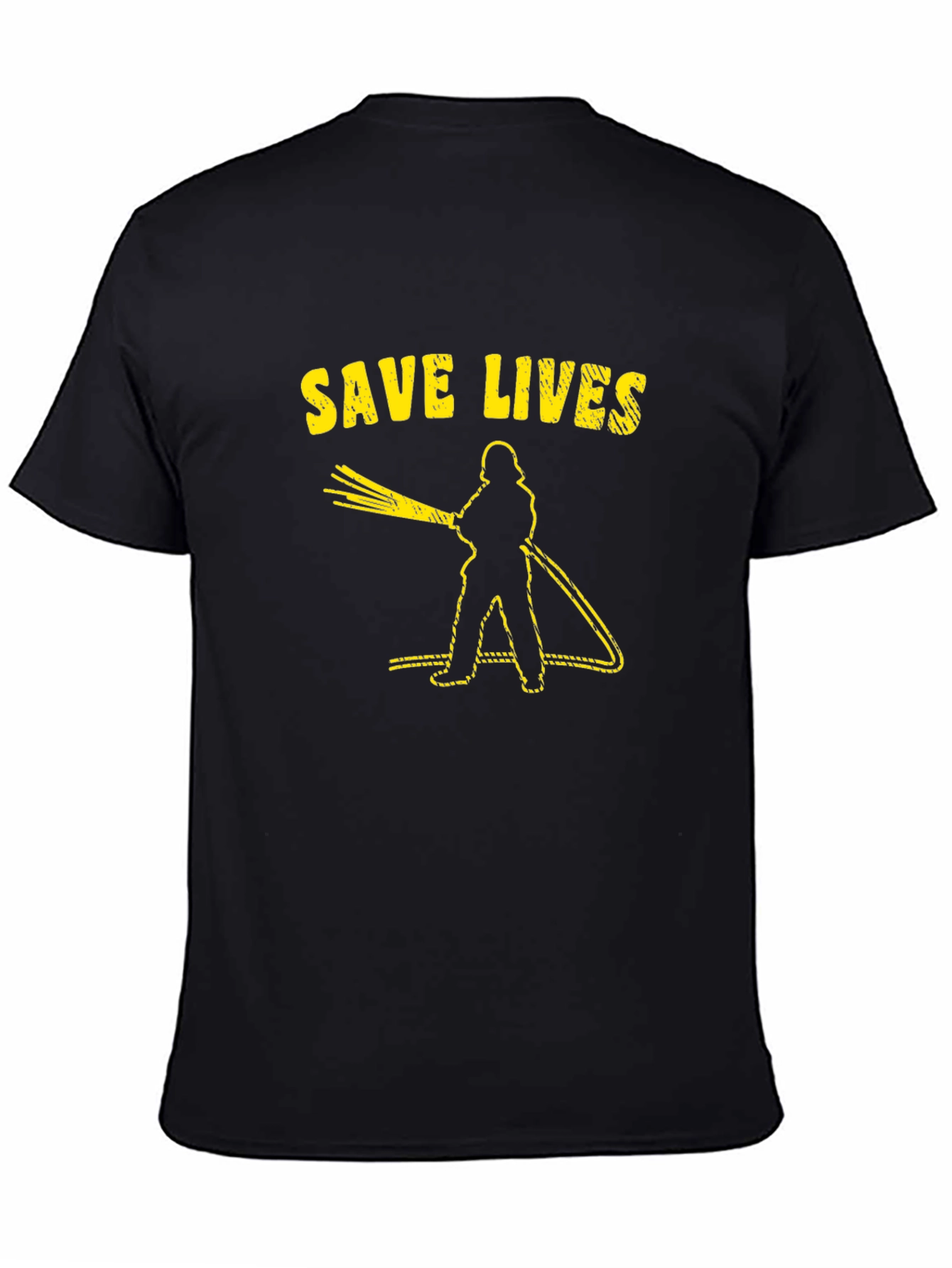 Save Lives Firefighter Graphic Tee - Black Cotton T-Shirt