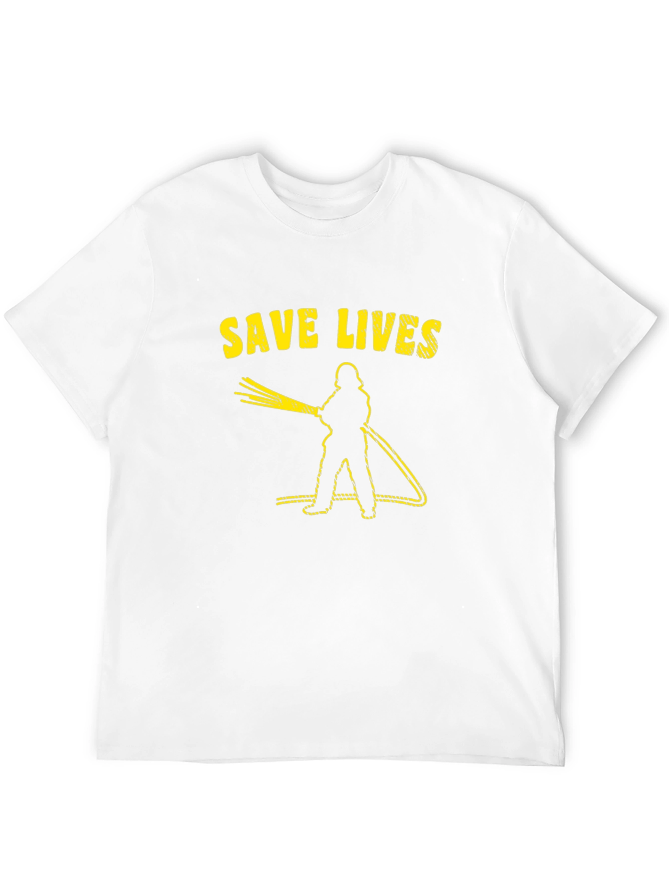 Save Lives Firefighter Graphic Tee - Black Cotton T-Shirt