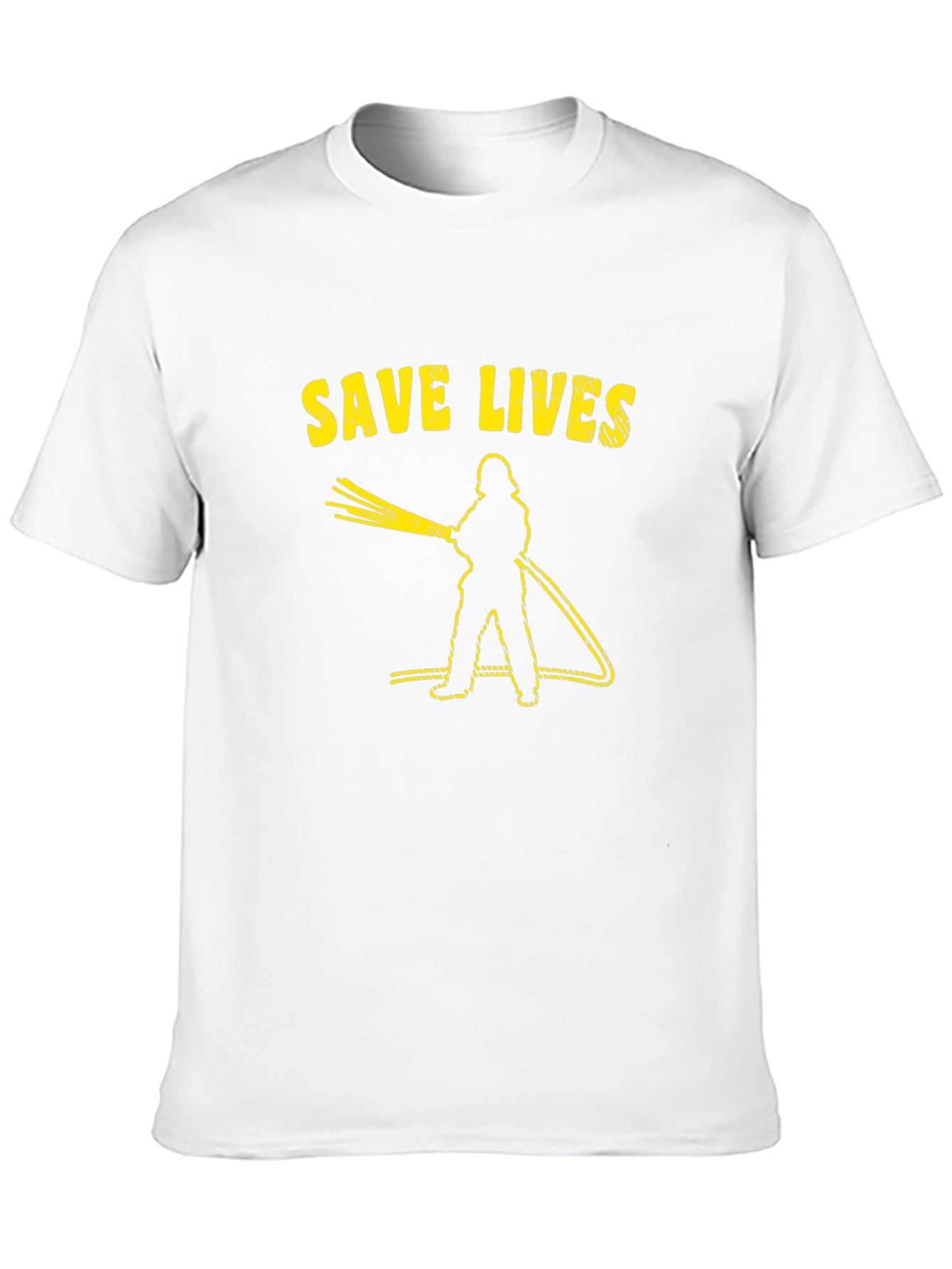 Save Lives Firefighter Graphic Tee - Black Cotton T-Shirt