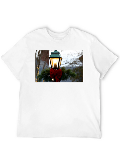 Holiday Light Post Graphic Tee - Festive Season Apparel