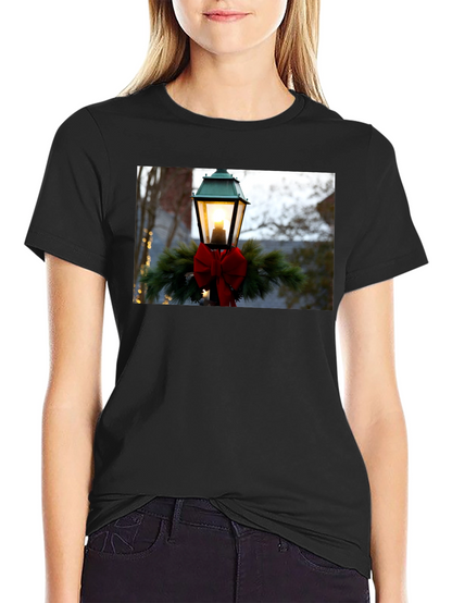 Holiday Light Post Graphic Tee - Festive Season Apparel