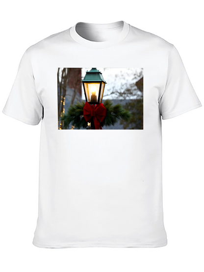 Holiday Light Post Graphic Tee - Festive Season Apparel