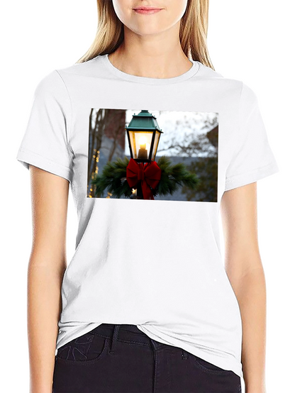 Holiday Light Post Graphic Tee - Festive Season Apparel