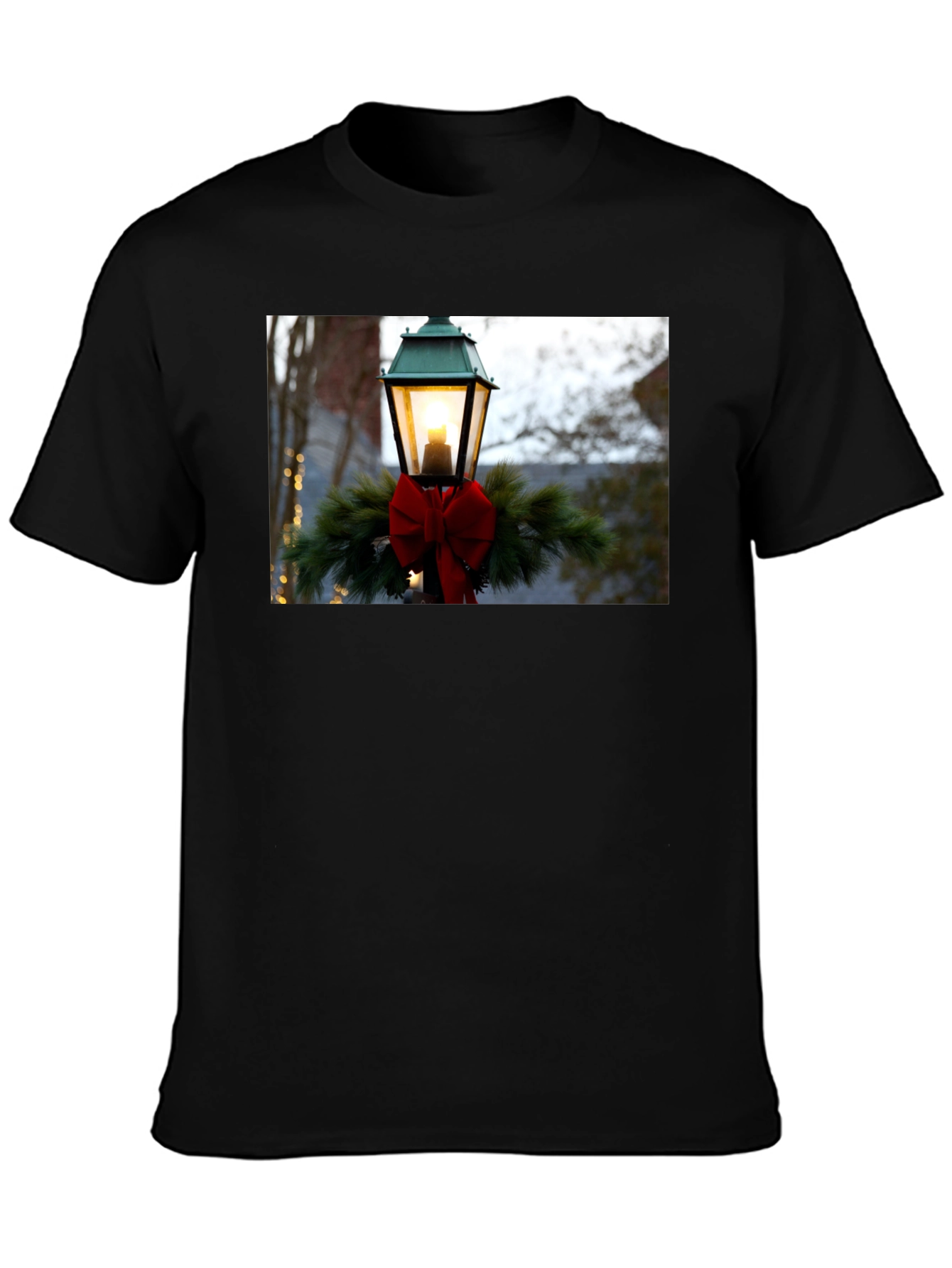 Holiday Light Post Graphic Tee - Festive Season Apparel