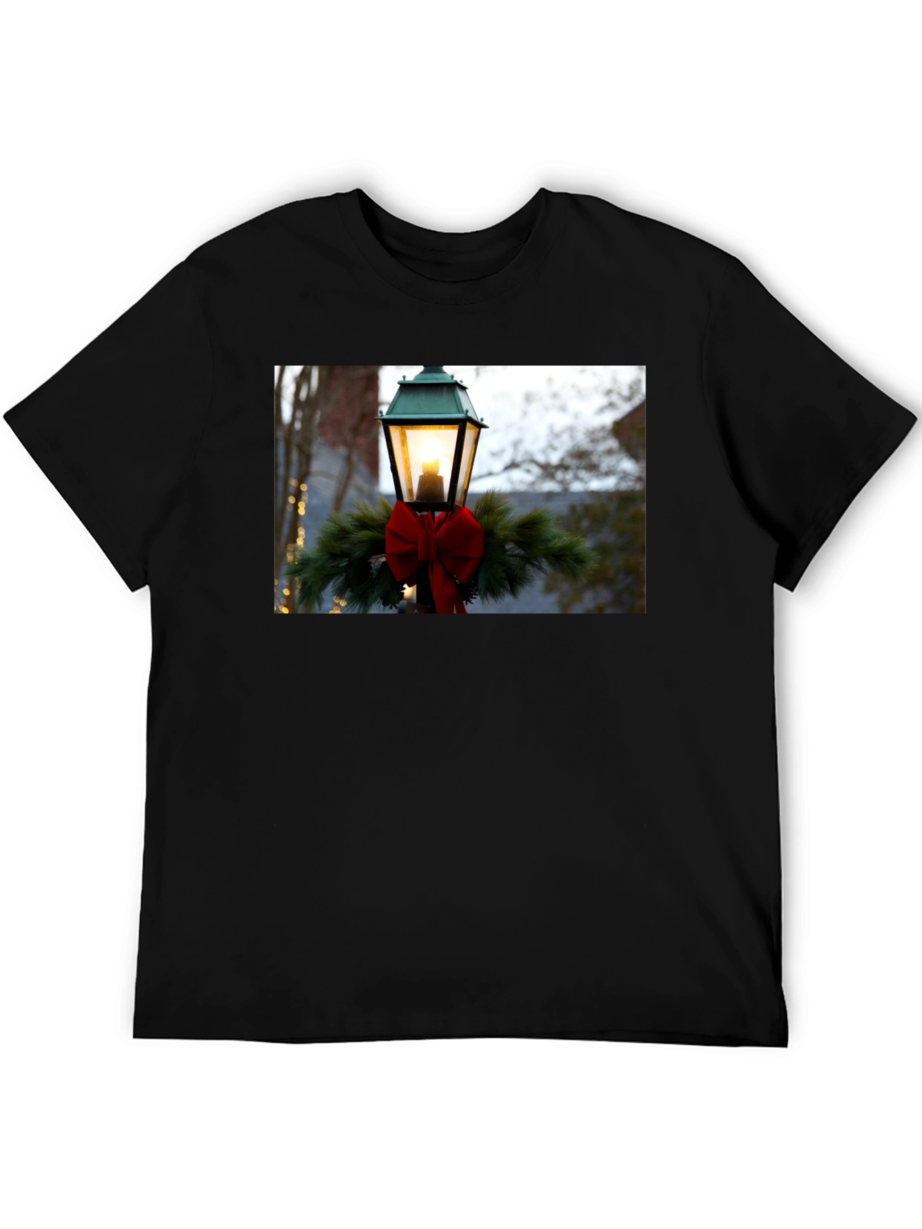 Holiday Light Post Graphic Tee - Festive Season Apparel