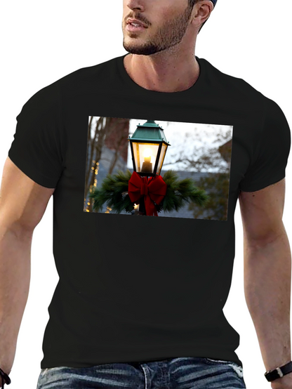 Holiday Light Post Graphic Tee - Festive Season Apparel