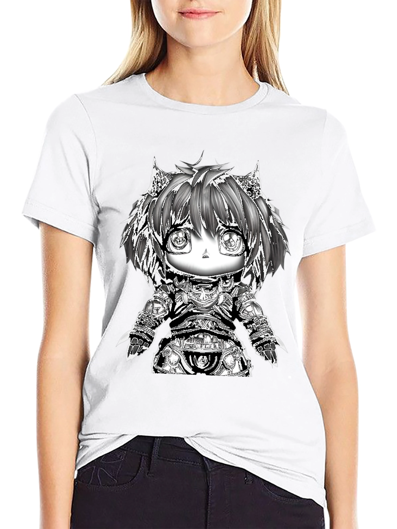 Anime Warrior Chibi Black T-Shirt