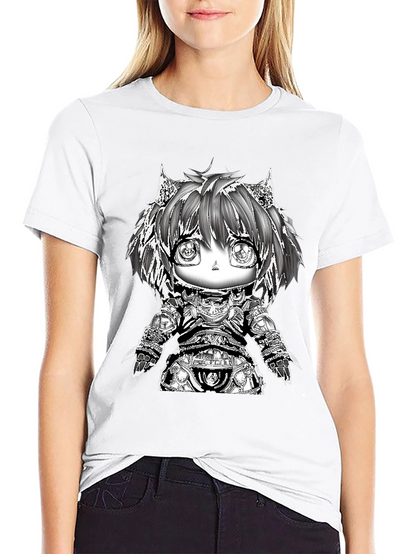 Anime Warrior Chibi Black T-Shirt