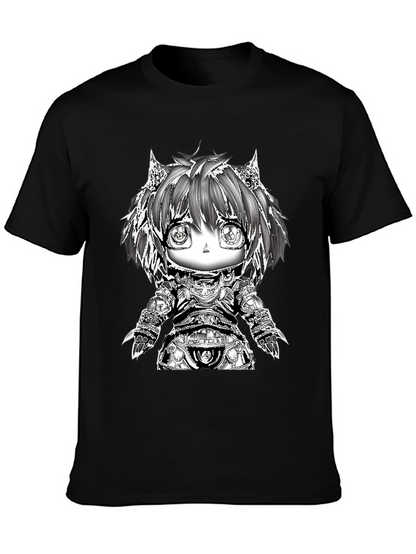 Anime Warrior Chibi Black T-Shirt