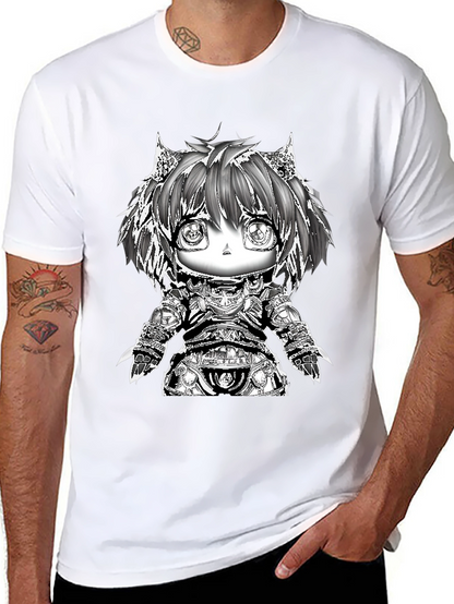 Anime Warrior Chibi Black T-Shirt