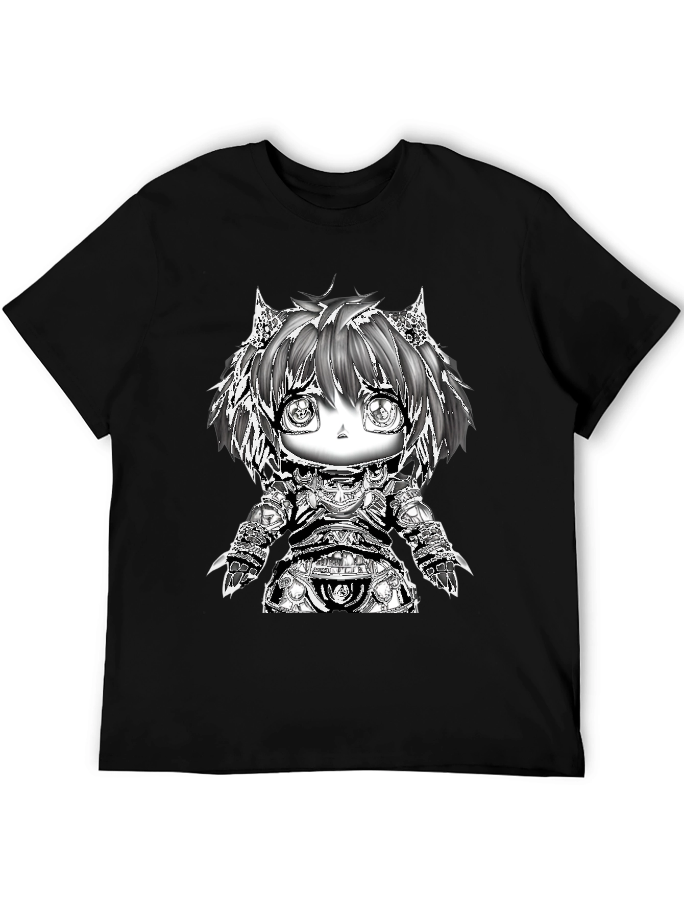 Anime Warrior Chibi Black T-Shirt