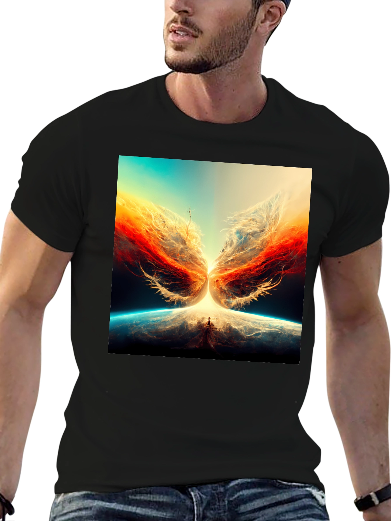 Abstract Phoenix Graphic Print Tee