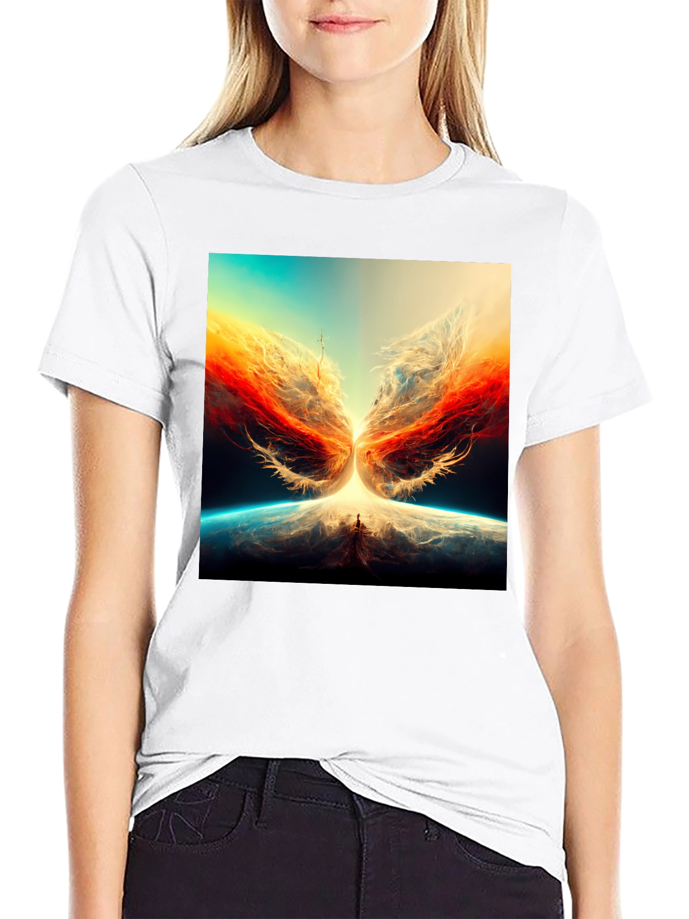 Abstract Phoenix Graphic Print Tee
