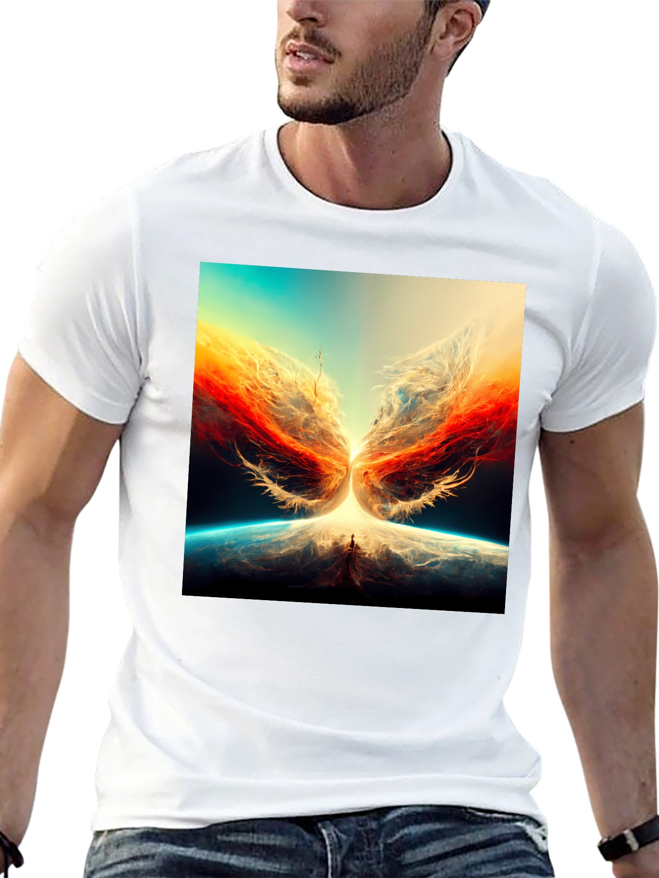 Abstract Phoenix Graphic Print Tee