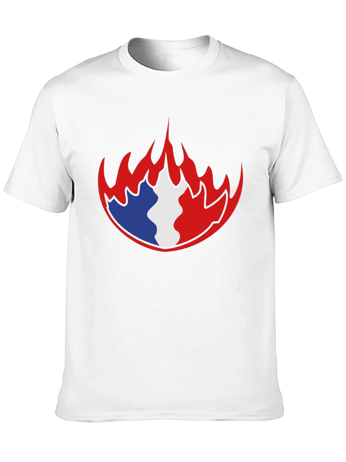 French Flag Fire Graphic Black T-Shirt