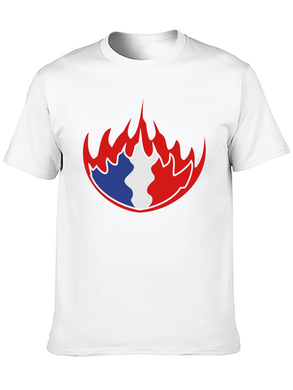 French Flag Fire Graphic Black T-Shirt