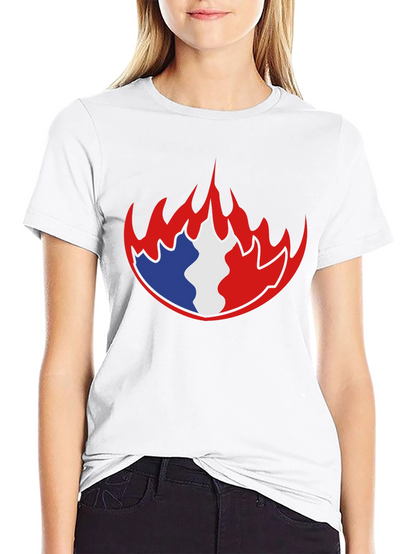 French Flag Fire Graphic Black T-Shirt