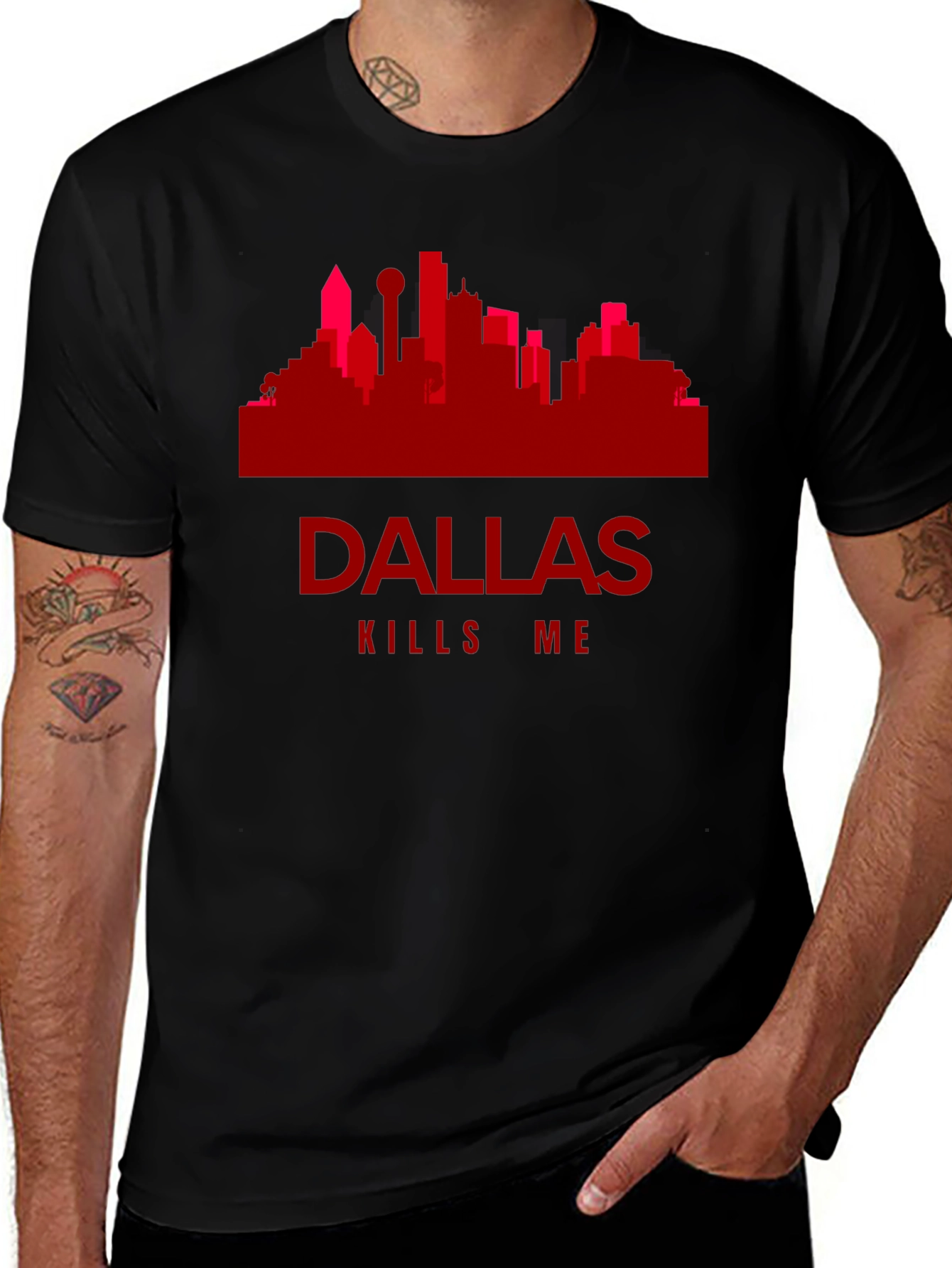 Dallas Kills Me Graphic Tee - Cityscape T-Shirt