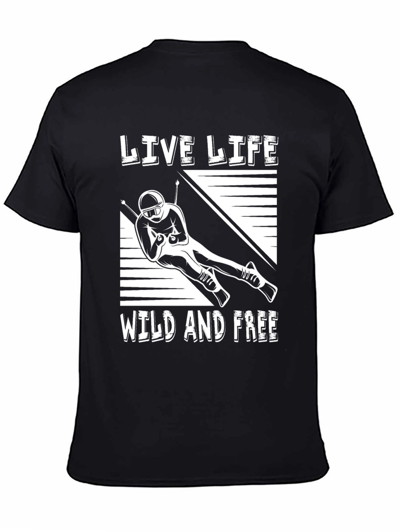 Live Life Wild and Free Skiing T-Shirt