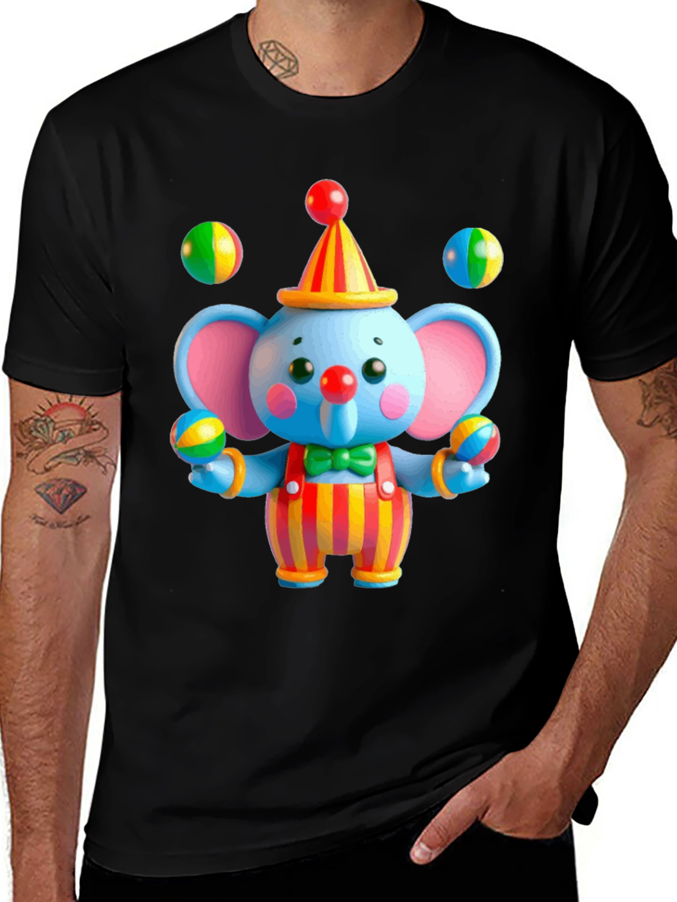 Clown Elephant Graphic T-Shirt