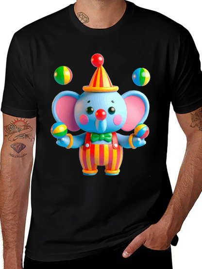 Clown Elephant Graphic T-Shirt